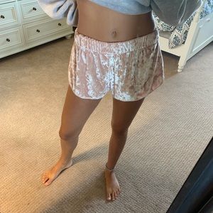 Pink velour shorts